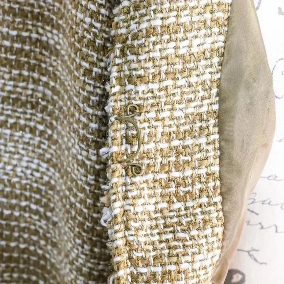 Cabi Size Small brown/white carpet fringe neck pockets gold sparkle thread lined - Picture 12 of 16